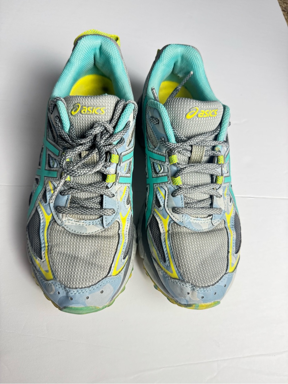 Asics Kids Gray, Teal & Yellow Athletic Sneakers